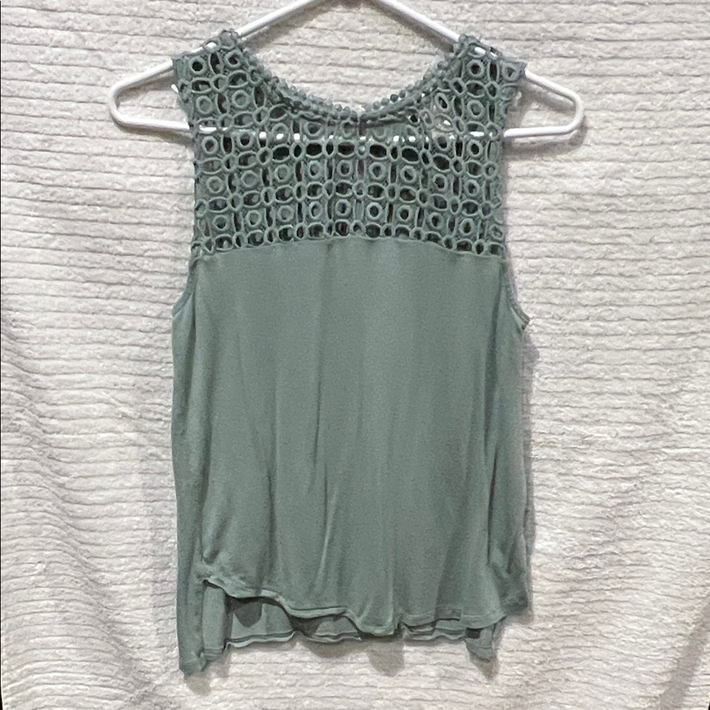 H&M Mint Green Crochet High Low Tank Top